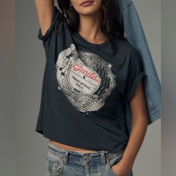Anthropologie Tops - Let Luv Anthropologie Blondie Heart of Glass Glitter Graphic Tee – Size S
